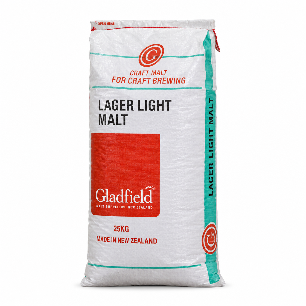Lager Light Malt bag upright in a square white frame